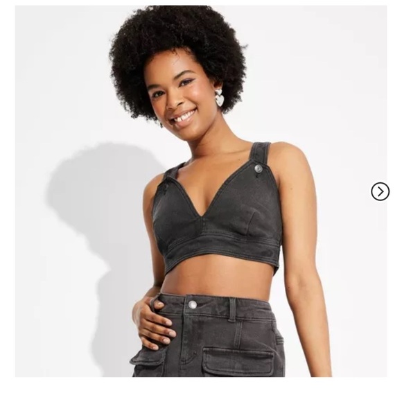 Wild Fable Women's Cropped Denim Black Vest XS - Picture 2 of 10